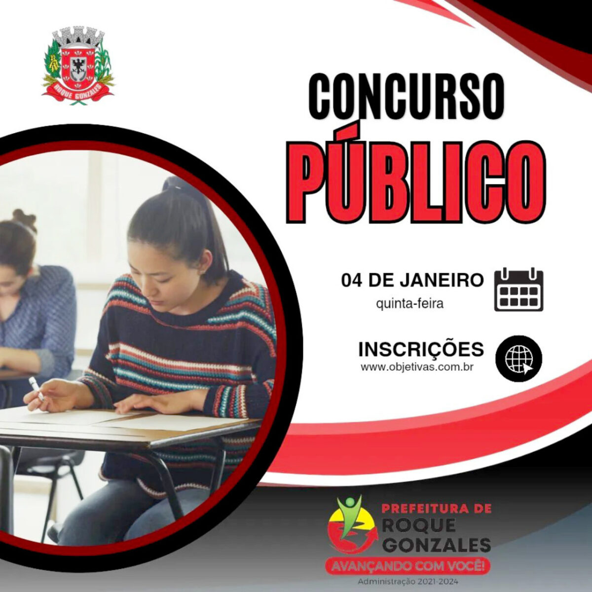 Inscrições para concurso público para a Prefeitura de Roque Gonzales continuam abertas